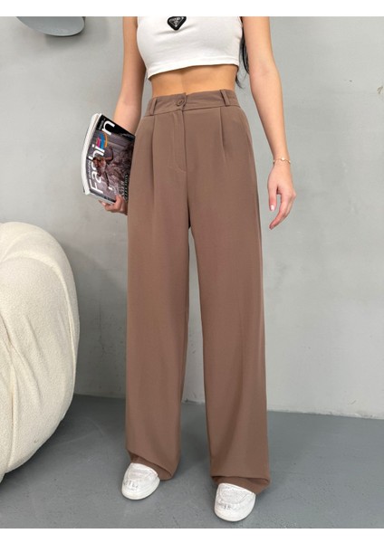 Kadın Salaş Geniş Paça Palazzo Kumaş Pantolon