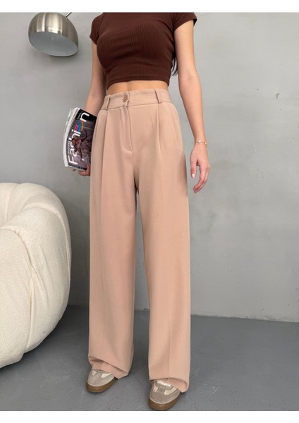 Kadın Salaş Geniş Paça Palazzo Kumaş Pantolon