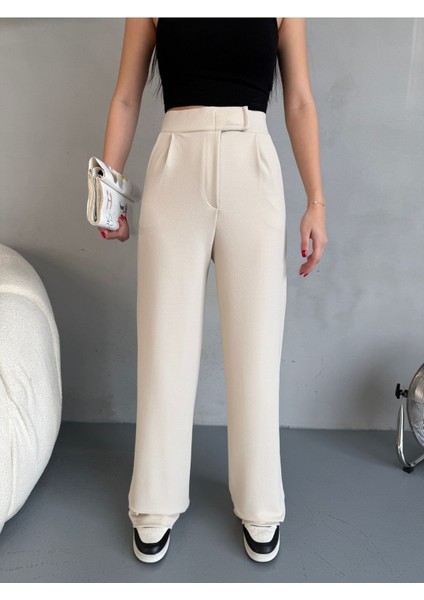 Kadın Likralı Cırt Kapama Geniş Paça Palazzo Pantolon fiyatları