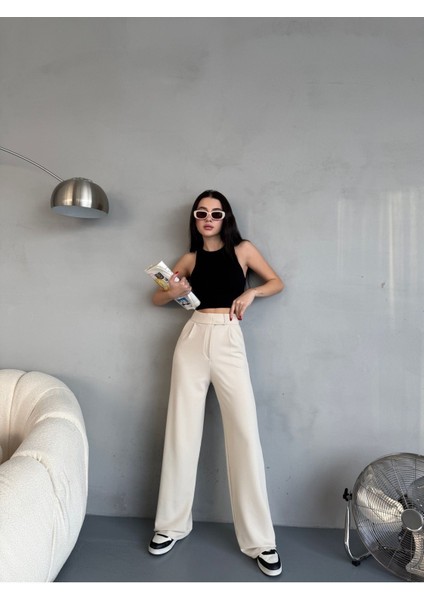 Kadın Likralı Cırt Kapama Geniş Paça Palazzo Pantolon modelleri
