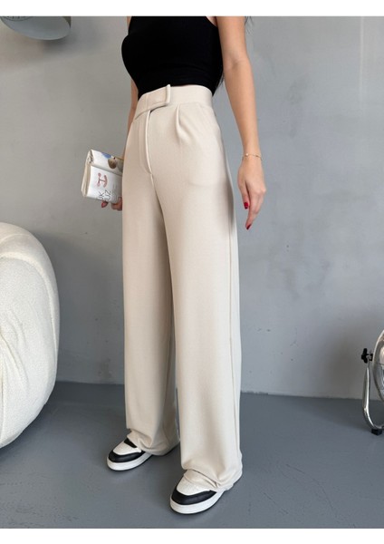 Kadın Likralı Cırt Kapama Geniş Paça Palazzo Pantolon fırsatları