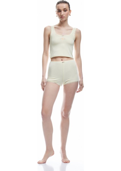 Modal Karışımlı Dantel Detaylı Şort Pijama Altı