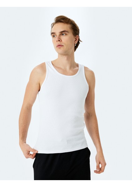Bisiklet Yaka Slim Fit Kolsuz Basic Atlet
