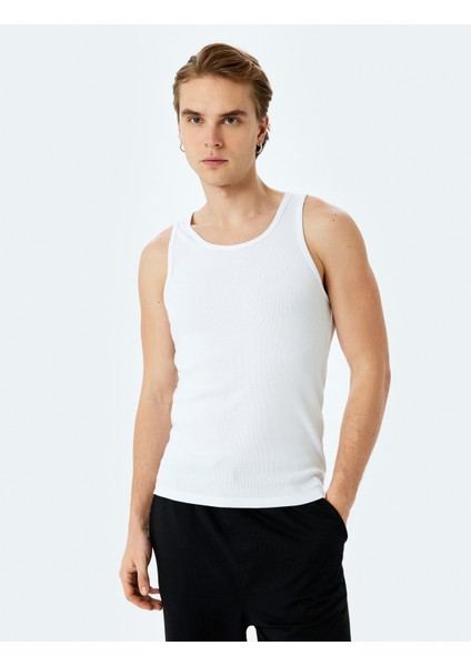 Bisiklet Yaka Slim Fit Kolsuz Basic Atlet
