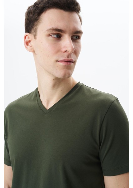 Erkek Regular Fit Basic Süprem V Yaka Tişört Y29364453102