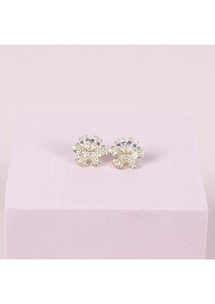 Taşlı Çiçek Çelik Küpe NUR-CP00264