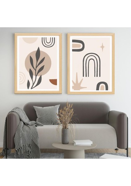 3'lü Bohem Çiçek, Vazo, Geometrik Desen Foreks Tablo