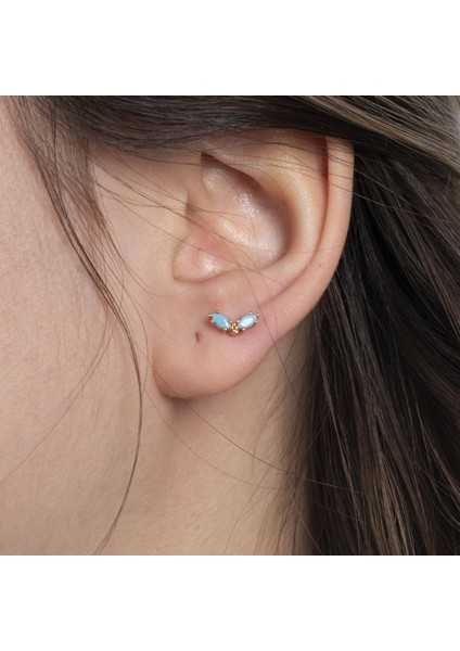 Mavi Taşlı Çelik Tragus Küpe NUR-KE03258