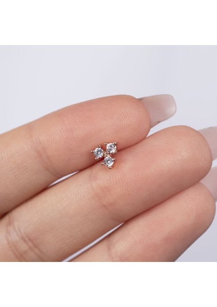 Üçgen Taşlı Rose Renkli Çelik Tragus Küpe NUR-KE03277 fiyatları