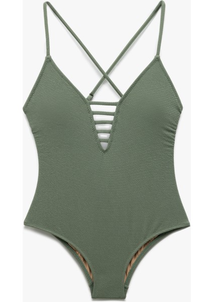 Dokulu Çapraz Askılı Derin V Yaka Mayo fırsatları