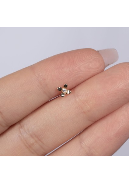 Zarif Çiçekli Rose Renkli Çelik Tragus Küpe NUR-KE03273 fiyatları