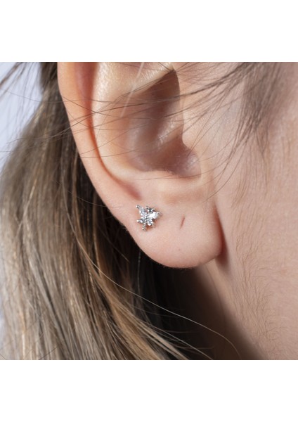 Küçük Kelebek Çelik Tragus Küpe NUR-KE03283