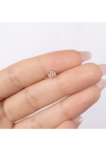 Taşlı Taç Rose Renkli Çelik Tragus Küpe NUR-KE03276 fiyatları