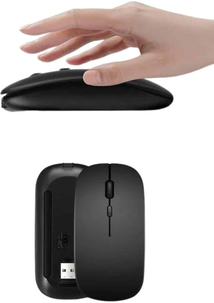 Kablosuz Mouse Fare Şarjlı Bluetooth Wireless Çift Modlu Sessiz