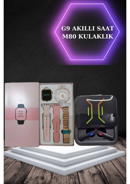 Wireless Şarjlı Akıllı Saat ve Dijital Göstergeli Kablosuz Bluetooth Kulaklık Nabız Ölçer