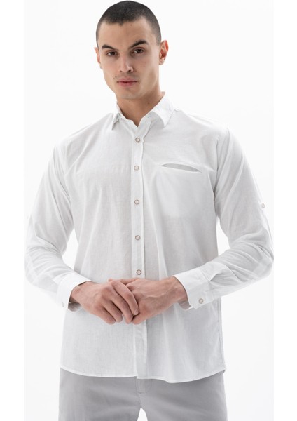 Erkek Uzun Kollu Regular Fit Keten Gömlek Y25485117101 fırsatları