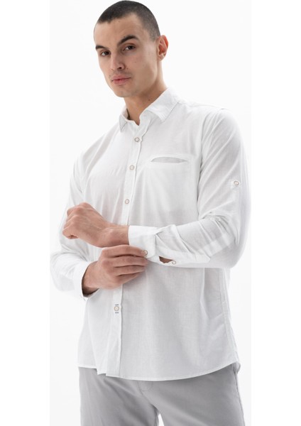 Erkek Uzun Kollu Regular Fit Keten Gömlek Y25485117101