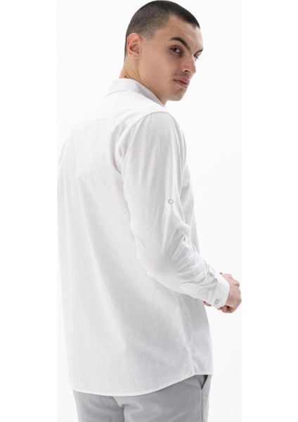 Erkek Uzun Kollu Regular Fit Keten Gömlek Y25485117101