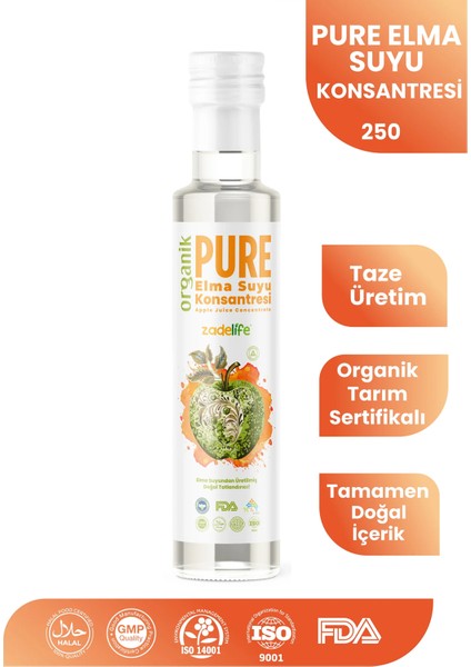 Organik Elma Suyu Konsantresi Fda Onaylı 250 ml
