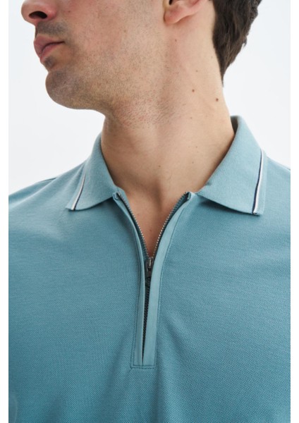 Erkek Regular Fit Basic % 100 Pamuk Pike Fermuarlı Polo Yaka Tişört Y29374354202 fiyatları