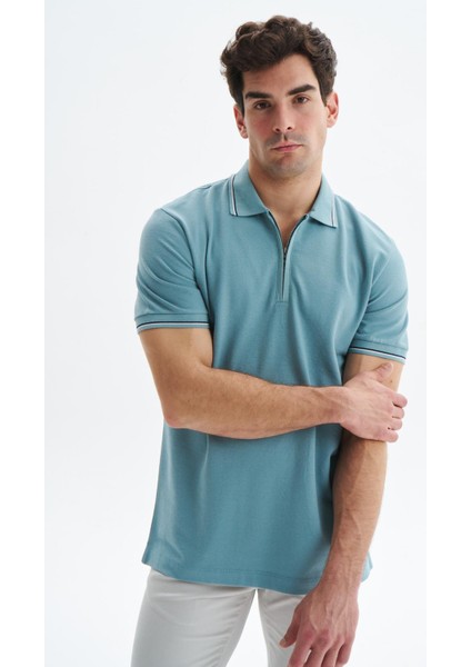 Erkek Regular Fit Basic % 100 Pamuk Pike Fermuarlı Polo Yaka Tişört Y29374354202 modelleri