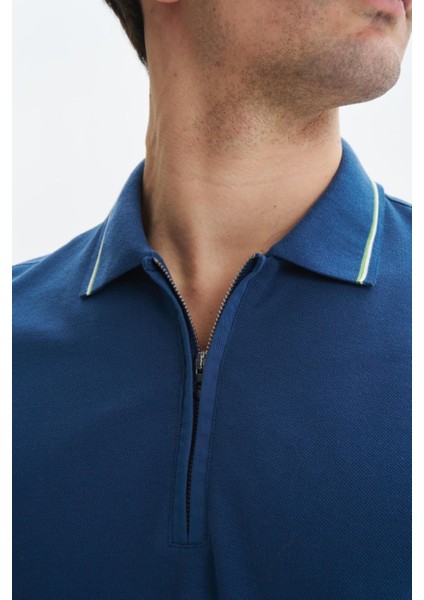 Erkek Regular Fit Basic % 100 Pamuk Pike Fermuarlı Polo Yaka Tişört Y29374354202 fiyatları