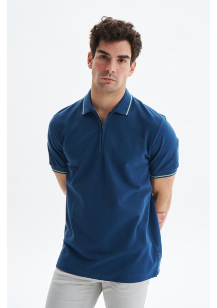 Erkek Regular Fit Basic % 100 Pamuk Pike Fermuarlı Polo Yaka Tişört Y29374354202 modelleri