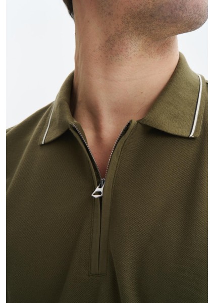 Erkek Regular Fit Basic % 100 Pamuk Pike Fermuarlı Polo Yaka Tişört Y29374354202 fiyatları