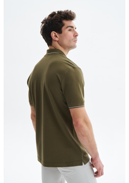 Erkek Regular Fit Basic % 100 Pamuk Pike Fermuarlı Polo Yaka Tişört Y29374354202 fırsatları