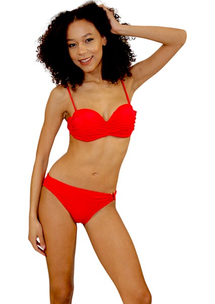 Straplez Dolgulu Kaplı Bikini Takımı