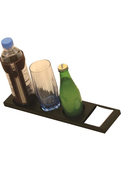 3 mm Mdf Üzeri 1. Sınıf Antibakteriyel Pu Deri Kaplamalı Toplantı Masası Üstü Su Şişesi, Soda Şişesi, ve Bardak Standı x