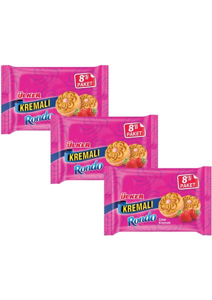 Kremalı Rondo Çilek 8 Li 488 gr x 3 Adet