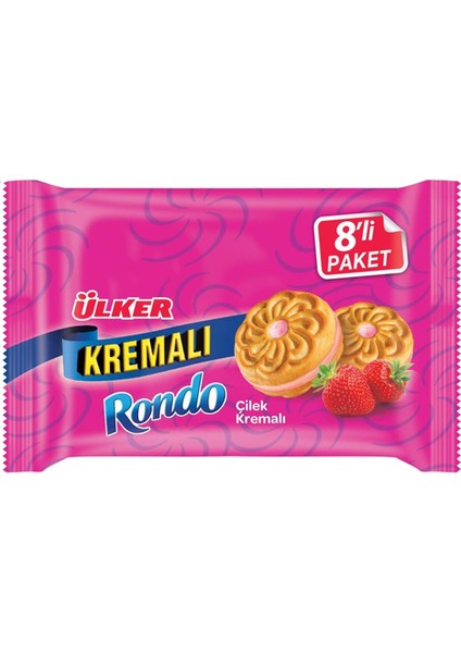 Kremalı Rondo Çilek 8 Li 488 gr x 3 Adet
