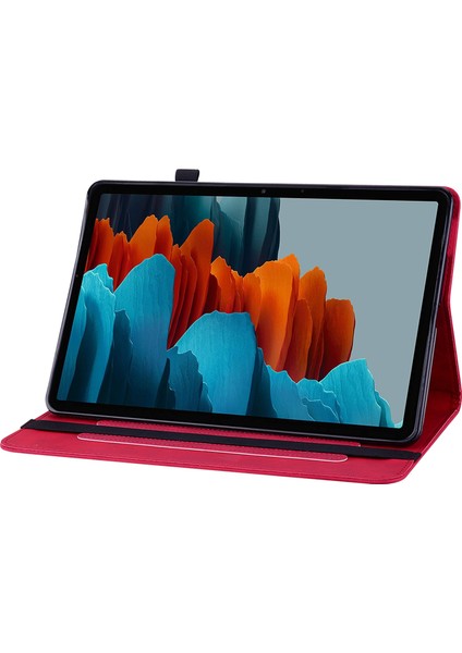 Samsung Galaxy Tab S7 / S8 Için Deri Tablet Kılıfı (Kırmızı) (Yurt Dışından) fırsatları