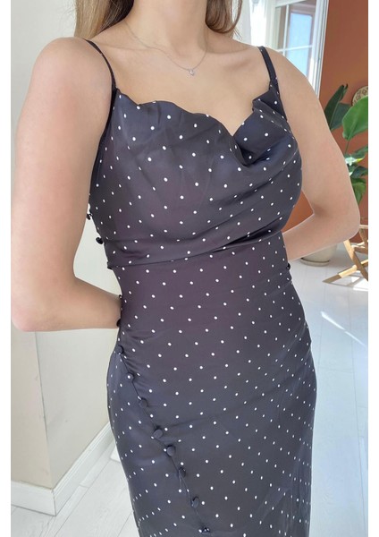 Puantiyeli Elbise - Siyah modelleri