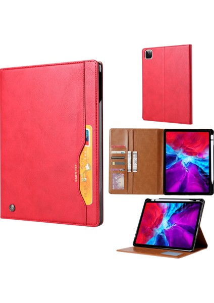 Ipad Air Için (2020) 10.9 Yoğurma Deri Kılıfları (Kırmızı) (Yurt Dışından)