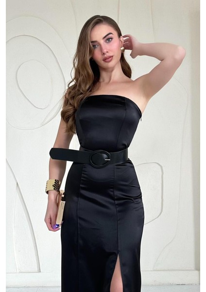 Straplez Saten Elbise modelleri