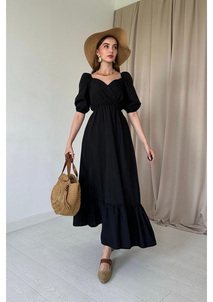 Poplin Elbise - Siyah