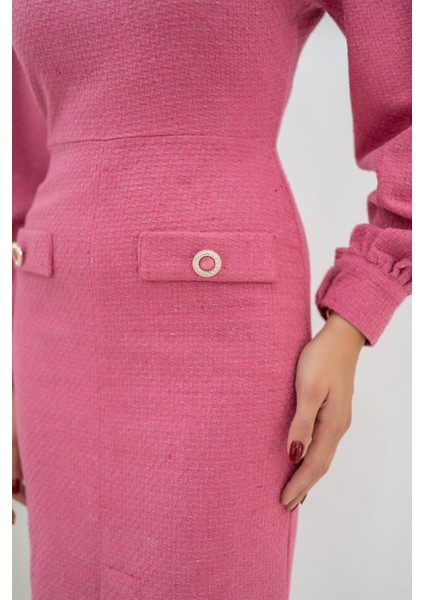 Geniş Boğazlı Elbise - Pembe modelleri
