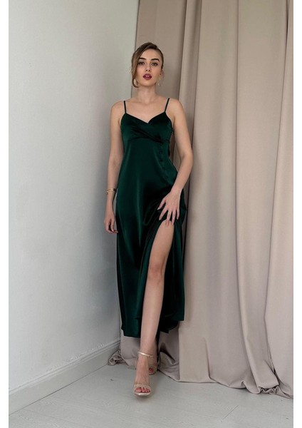 Askılı Saten Elbise