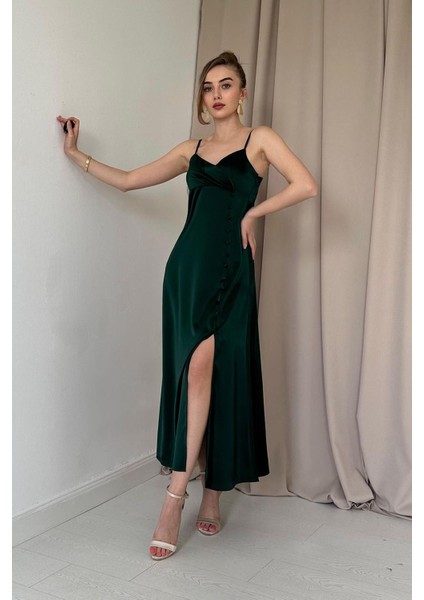 Askılı Saten Elbise modelleri