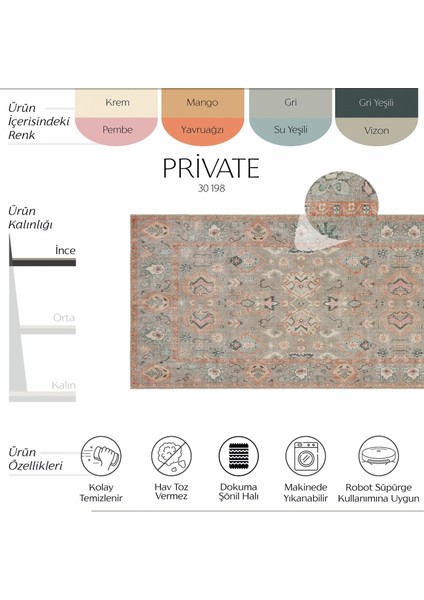 Private Renkli Eskitme Vintage Halı Otantik Etnik Desen Şönil Yolluk Yıkanabilir Hol Koridor Halısı fiyatları