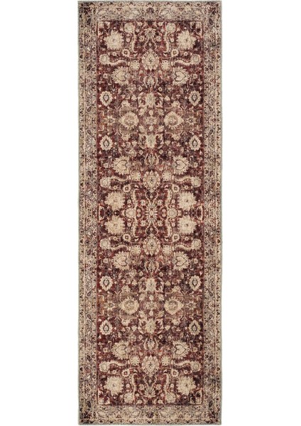 Private Bordo Eskitme Vintage Halı Otantik Etnik Desenli Şönil Yolluk Yıkanabilir Hol Koridor Halısı
