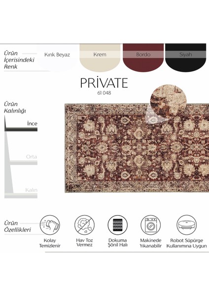 Private Bordo Eskitme Vintage Halı Otantik Etnik Desenli Şönil Yolluk Yıkanabilir Hol Koridor Halısı fiyatları