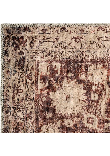 Private Bordo Eskitme Vintage Halı Otantik Etnik Desenli Şönil Yolluk Yıkanabilir Hol Koridor Halısı fırsatları