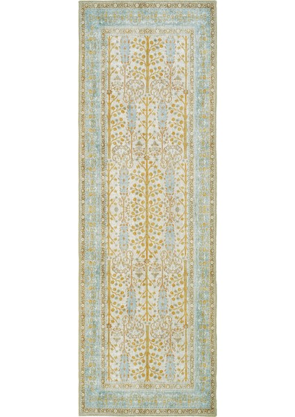 Cool Halı Private Sarı Yolluk Hol Koridor Halısı Vintage Şönil Halı Otantik Çiçekli Yıkanabilir mutfak Halısı