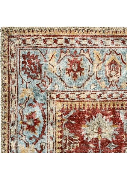Private Kırmızı Eskitme Vintage Halı Otantik Etnik Desenli Şönil Yolluk Yıkanabilir Koridor Halısı fırsatları