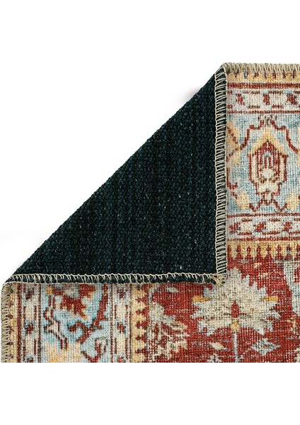 Private Kırmızı Eskitme Vintage Halı Otantik Etnik Desenli Şönil Yolluk Yıkanabilir Koridor Halısı indirimleri