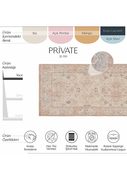Private Krem Eskitme Vintage Halı Etnik Desenli Otantik Şönil Yolluk Yıkanabilir Hol Koridor Halısı fiyatları