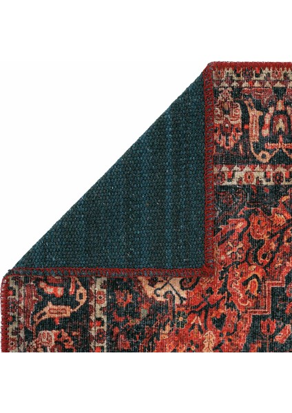 Private Bordo Yolluk Etnik Desen Otantik Şönil Halı Yıkanabilir Eskitme Vintage Göbekli Koridor Halı